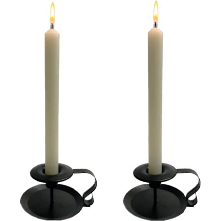 2 st Retro Ljusstake Svart Metall Ljusstake Spets Ljusstake Med Handtag Järn