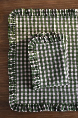 Jotex - Serviett 2-pakke Laget Av Seersucker Grønn/rosa - SOFIE - Kjøp Servietter hos Jotex