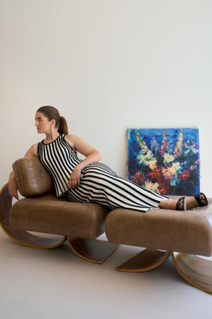 Linn Eklund x NA-KD Stickad topp med båtringning - Ärmlösa toppar - Stripe - Small