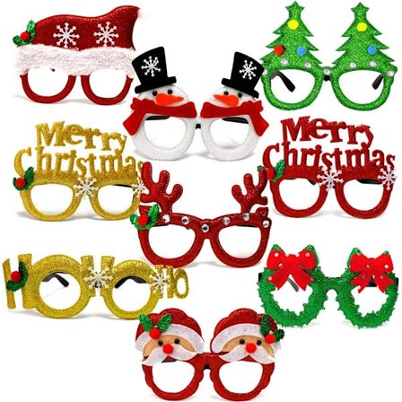 Christmas Glitter Party Glasses, Eyebrows (9 pcs)