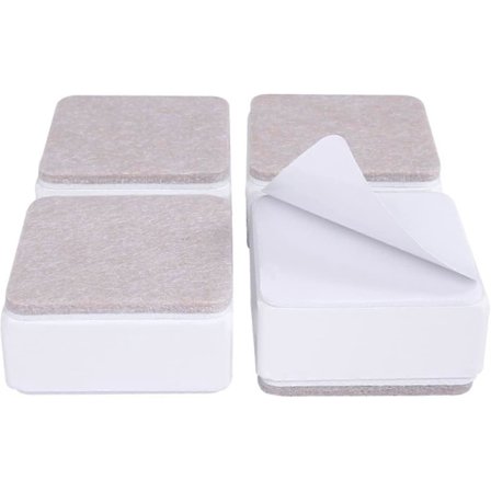 Møbelløfter i karbonstål, 3 cm møbelløfter, hvit firkant