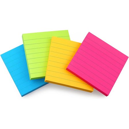 Muistilaput - Post it - Indeksilehdet - Läpinäkyvät Post-it-muistilaput viivoilla, itseliimautuvat muistilaput, kirkkaat värit, 20 kpl, 50 arkkia/