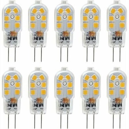 G4 LED-lamppu 12V, 1W vastaa 10W halogeenivaloa, ei välkky 200LM, lämmin valkoinen 3000K, 360° säteilykulma, ei himmennettävä, 10-pakkaus