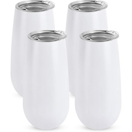 4-pack dubbelväggiga champagneglas med lock, 6 oz okrossbara återanvändbara cocktailglas