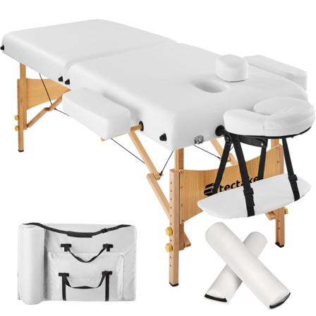 Tectake 2-zons Massagebänk 7,5 Cm Stoppning + Rullar + Väska Vit