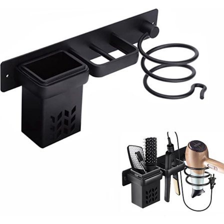 Hårfönshållare - Med förvaringsfack - Hårfönshållare - Hårfön Väggfäste - Väggmontering