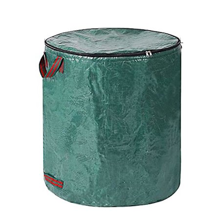 2-pakning hageposer med lokk - 120L - Grønne avfallsposer - Sammenleggbare - Med håndtak - Gjenbrukbare - Selvstående - Laget av solid 