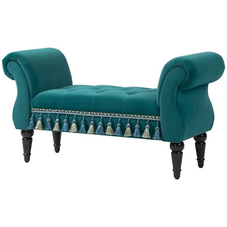 Rootz Vintage Sengebænk - Gangskobænk - Polstret bænk - Stel af massivt træ - Knapsyning - 117 cm x 40 cm x 58 cm