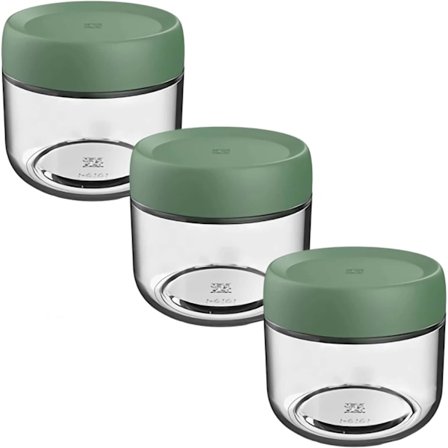 Glasburk med Skruvlock Läcksäker Behållare för Overnight Oats, Havregrynsalladsburkar, för Flingor Mjölk Frukt Krydda Dressing, Grön (3-Pack 280ml)