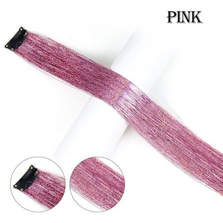 Höjdpunkter Clip On In Hair Extensions Färgat Shiny Sparkle Hair Extension Clip In Synthetic One Hairpieces Fairy Hair Tinsel