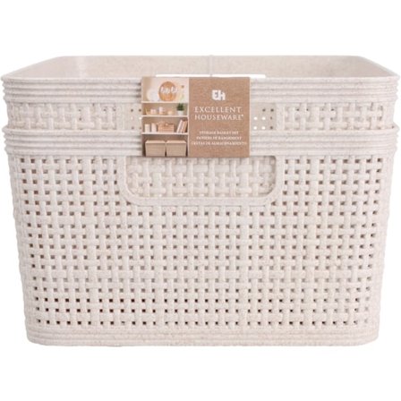 Korg Förvaring Beige Flätad Plast 24,5x19 cm 2-pack