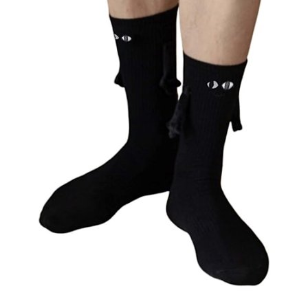 2 par svarta strumpor med magnetisk handhållning för par