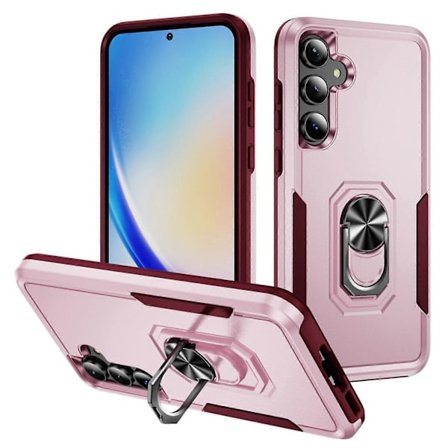 Skal för Samsung Galaxy A55 5G/A35 5G, militärklassat ringstativ PC + TPU-telefonskal