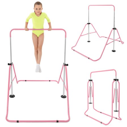 Bară gimnastică reglabilă pentru copii HyperMotion roz