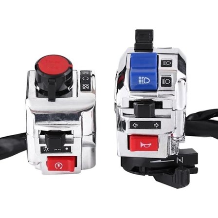 Motorcykelstyre kontakt 7/8 tum vänster höger kontroll strålkastare blinkers signalhorn helljus halvljus dödare vit