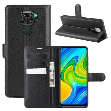 Xiaomi Redmi Note 9 - Litchi Plånboksfodral - Svart Black Svart