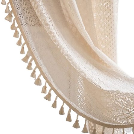 Vintage Boho -hapsukoristeiset verhot olohuoneeseen, makramee-tyyliset avokuvioiset geometriset raidalliset neulotut pitsiset valoa suodattavat verhot