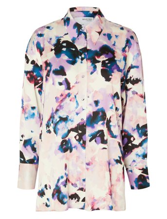 Slfthea Ls Aop Satin Shirt B Pink Selected
