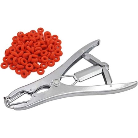 Ringapplikator-utvidgnings-tång med 100 gummiband Kastrering Rostfritt Stål Djurkastrerings-tång för Gris Hund Får