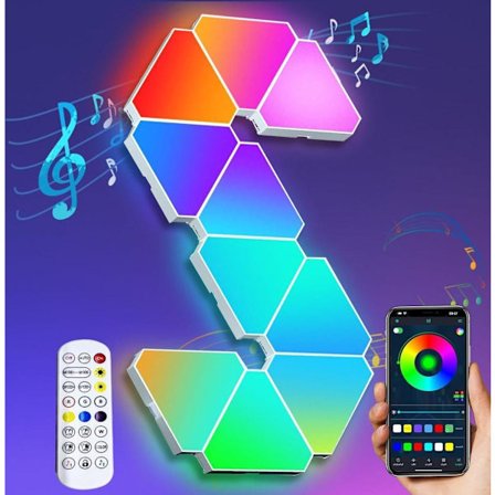 Gaming Væglamper – RGB LED-lamper med App & Fjernbetjening, 6/8/10/12-Pak Triangelpaneler_TF_TF