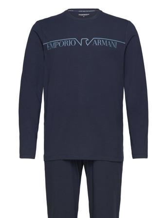 Men's Knit Long Pyjamas Pyjamas Nattøj Navy Emporio Armani