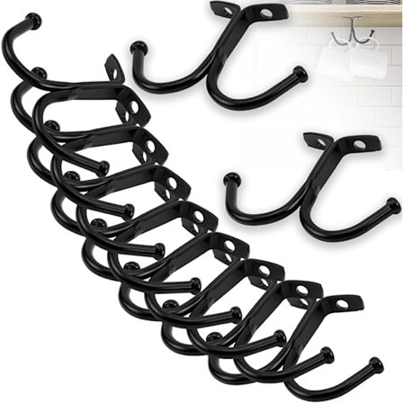 Hengende Koppholder, 10 stk. Koppholder Koppholder Oppbevaring Koppholder Kaffekoppholder Svart Kaffekoppstativ Vinglass Oppbevaring Glass Kopp