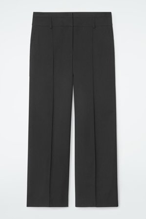 COS Femme Pantalon Regular Large En Sergé De Laine in Noir