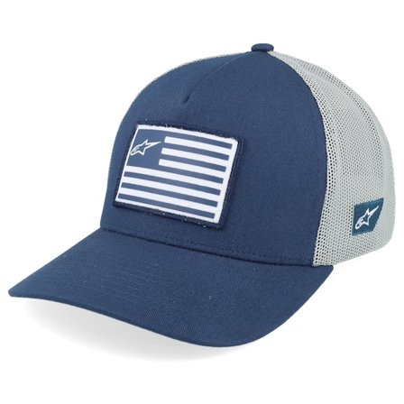 Alpinestars - Bleu trucker Casquette - Flag Hat Navy/Grey Trucker @ Hatstore