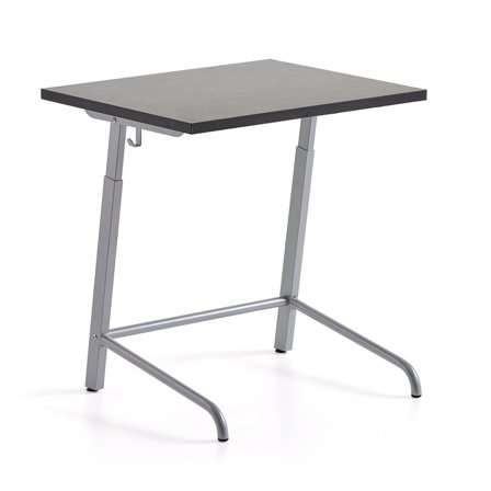 School desk AXIOM, sound absorbing linoleum, silver/dark grey