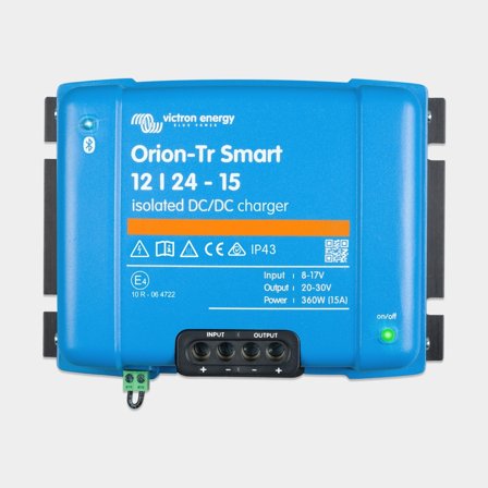DC/DC-laturit 12 V - 24 V Victron Orion-Tr Smart Isolated 12/24-15, 360 W, 15 A