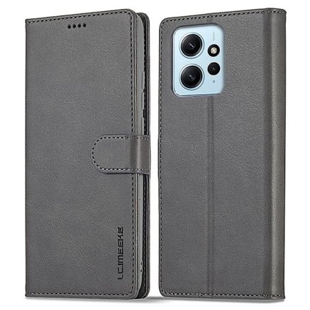 LC.Imeeke läder Xiaomi Redmi Note 12 fodral - Silver/Grå
