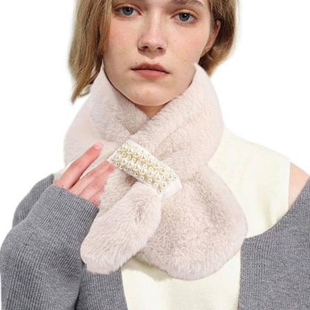 Skjerf for kvinner - Mykt vintersjal - Varmt vindtett kuldebestandig plysjskjerf - 81x14cm - Beige