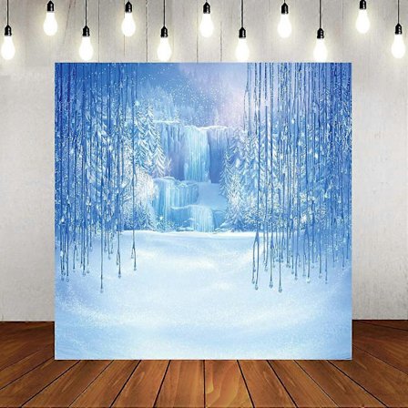8x8ft Frossen Vinter Fotobakgrunn - Is- og Snøtema Festbakgrunn