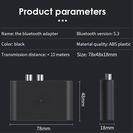 Bluetooth 5.3 -äänivastaanotin, stereomusiikin langaton sovitin autokaiuttimille ja vahvistimille