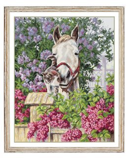 Broderikit Tavla Häst & Katt