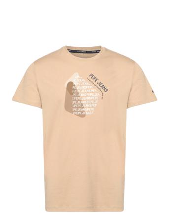 Theo T-shirts Short-sleeved Beige Pepe Jeans London