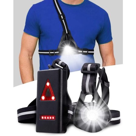 LED Løbevest med Høj Intensitet Brystlys til Udendørs Sport Løb Hundeluftning Natfiskeri Camping Nødsituationer