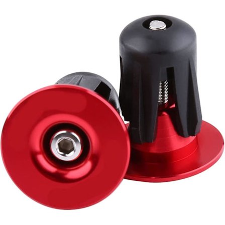 Styrstammsgreppändpluggar för cykel, stamslutpluggar passar de flesta cyklar, landsvägscyklar (svart röd) (2 st)