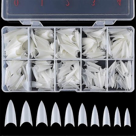 Løsnegler Lange Stiletto Negltupper Naturlig Press på Akryl Negler Løsnegler Forsyning 500 Stykker Stiletto Negl Halv Dekning Løsnegler 