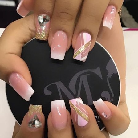 24st Fake Nails Long French Ballerina - spot försäljning