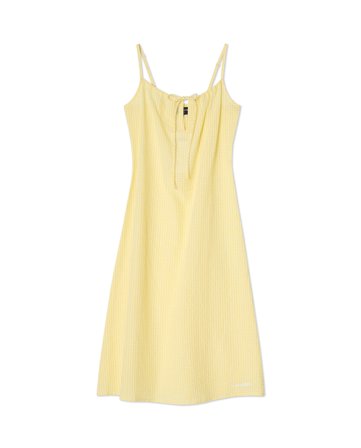 Lexington Kariertes nachthemd aus bio-baumwolle seersucker, gelb/weiß