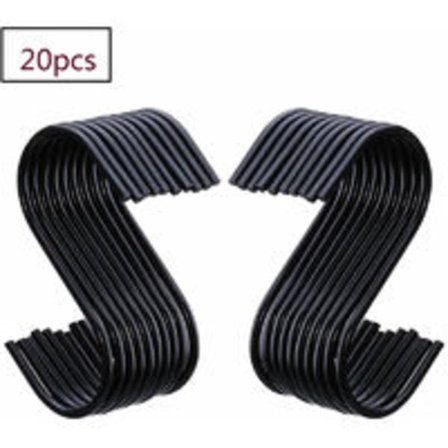 20-pack svarta S-formade krokar