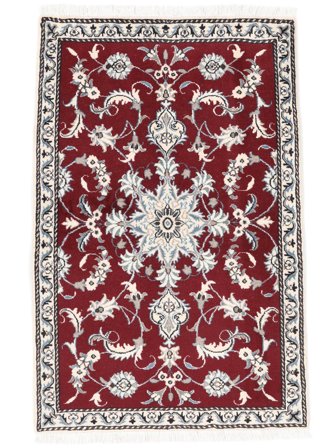 88X135 Tapete Oriental Nain Vermelho Escuro/Bege (Lã, Pérsia/Irão)