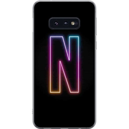 Kompatibelt Mobildeksel til Samsung Samsung Galaxy S10e Minimalistisk neonbokstav N i fargeskiftende lys mot svart bakgrunn