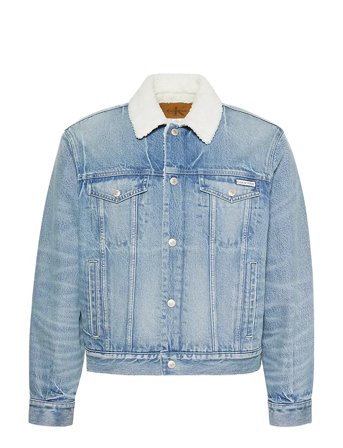 90S Sherpa Trucker Tinted Thundr Outerwear Jackets Denim Lined Denim Jackets Blue Calvin Klein Jeans