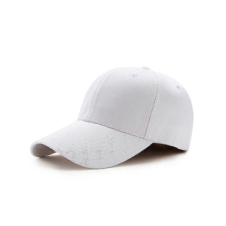 Herre- og dame ensfarvet buet justerbar baseballkasket hvid RVB
