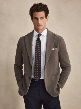 John Henric Men's Taupe Enkeltspent Blazer Relaxed Fit Size S