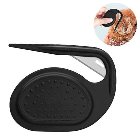 Husdjursknutkam med stålblad, Deknutkam för hundar, Husdjursvårdsborste Demattande kam Hårborttagning tovor för hundar Katter black