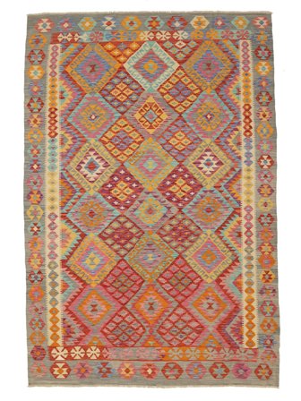 Hand Woven Kilim Afghan Old Style Rug 198X289 Wool Brown/Dark Red