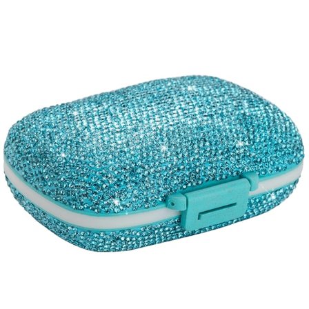 Rejsepilleorganisator, 8 rum bærbar pilleæske, rhinsten pilleæske bærbar medicin vitaminbeholder